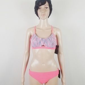 NIKE Pink Strappy 2 pc BIKINI SIZE LARGE vacation summer swim set Neon bright